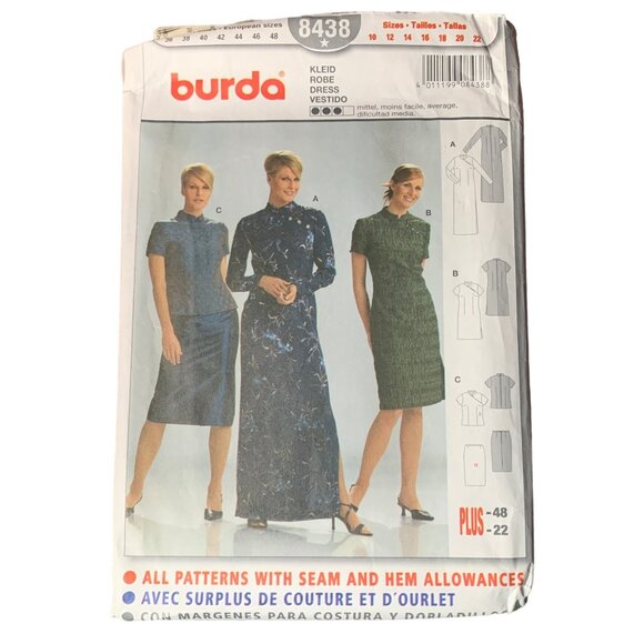 Burda 8438 Plus Size Dress Pattern Women Styles Size 10 12 14 16 18 22 Uncut 90s - Picture 1 of 2